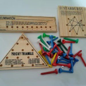 3-Vintage Mini Wooden Board Games